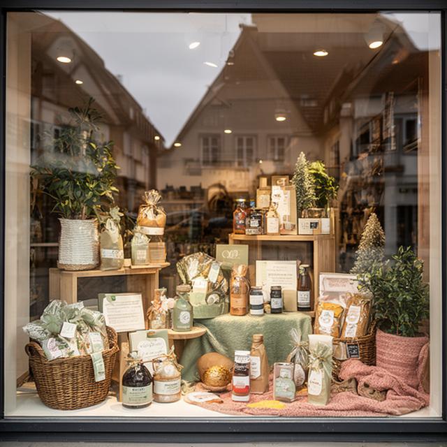 Liebevoll dekoriertes Schaufenster eines lokalen Geschäfts in Everswinkel